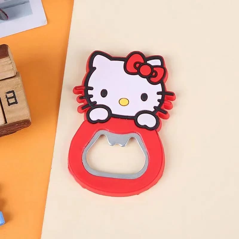 Sanrio Hello Kitty mignon dessin animé Silicone ouvre-bouteille de bière coeur Girly rose ouvre-bout