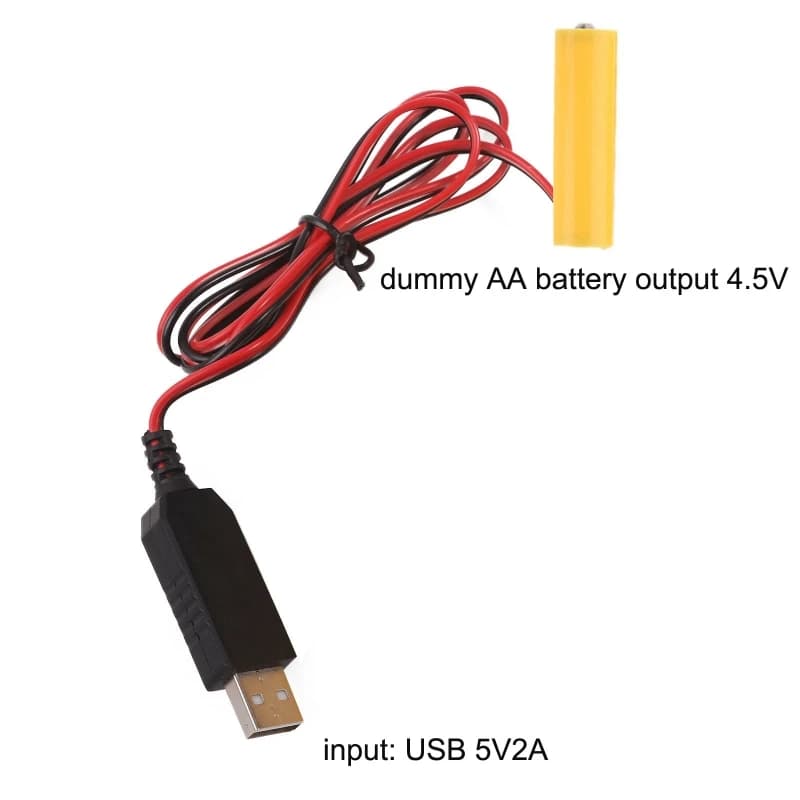 Câble USB 5V à 200 V pour l'élimination des piles AA, 100/4.5 cm, adaptateur d'alimentation, solutio