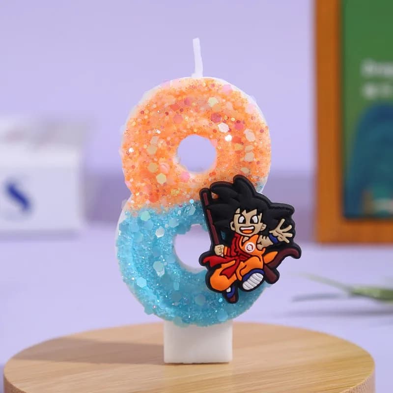 Bandai Dragon Ball Wukong bougie 3D 0-9 chiffres personnage de dessin animé décorations de gâteau de