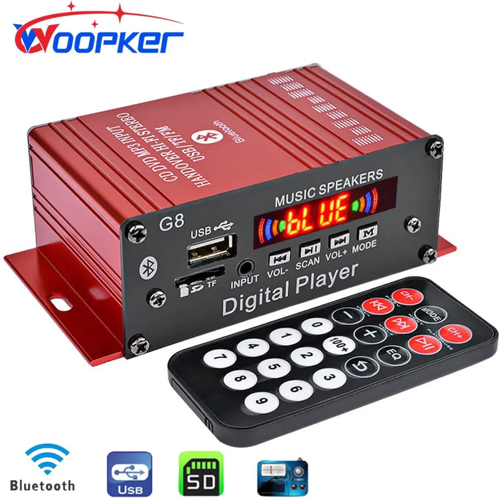 Mini amplificateur numérique stéréo HIFI, canal 2.0, Bluetooth 5.0, FM, USB, système de son de ciném