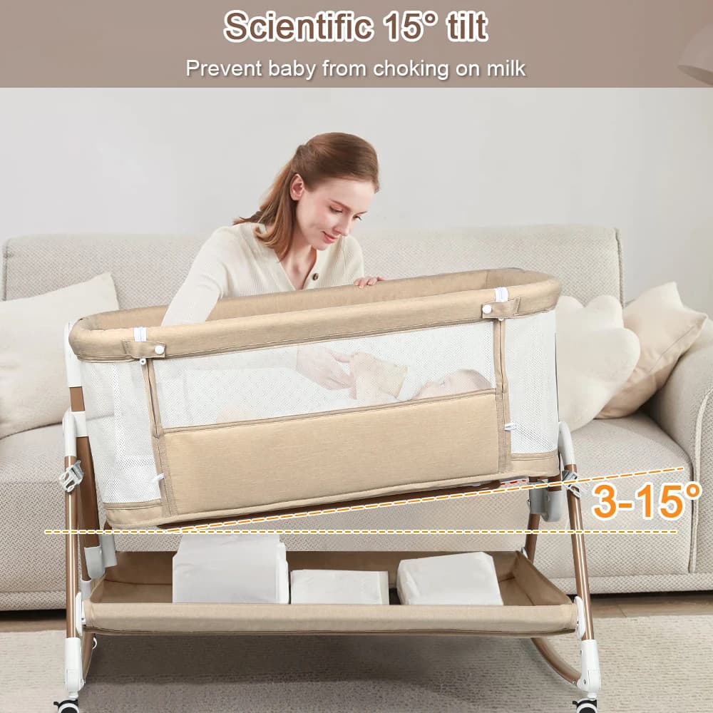 Lit bébé 3 en 1, lit bébé, bascule bébé, lit de voyage bébé avec matelas, couffin avec 6 hauteurs, f