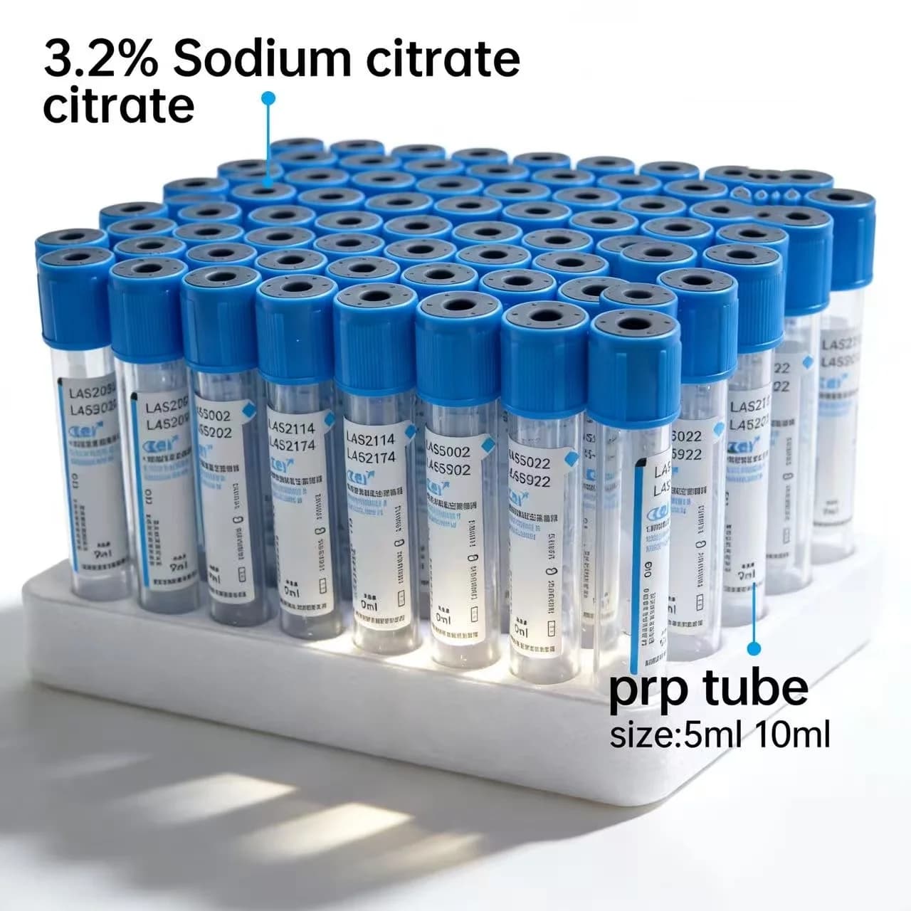 Tube de prélèvement sanguin sous vide jetable 5ml/10ml, tube PT au citrate de sodium à 3,2%, tube de