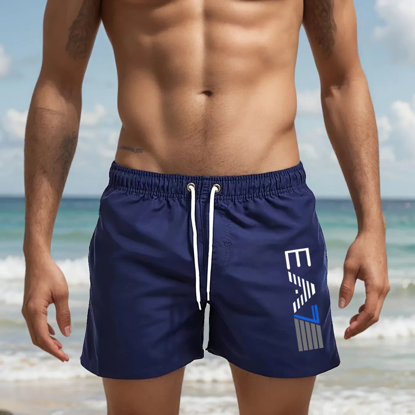 Pantalon court sexy de surf à séchage rapide pour hommes, maillot de bain, cordon de serrage respira