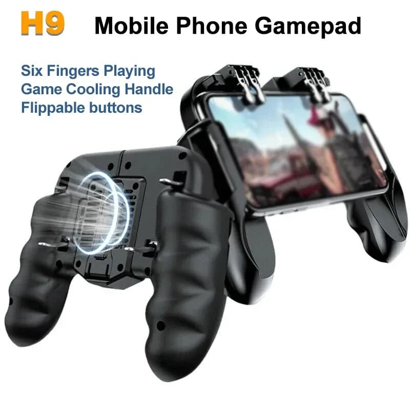 H9 6 doigt téléphone portable jeu déclencheur manette manettes contrôleur avec radiateur objectif ti