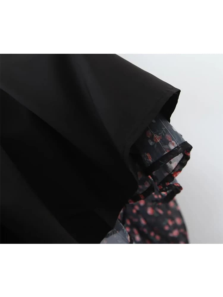 YENKYE automne mode femmes Vintage imprimé fleuri robe en mousseline de soie Sexy Semi-transparent à