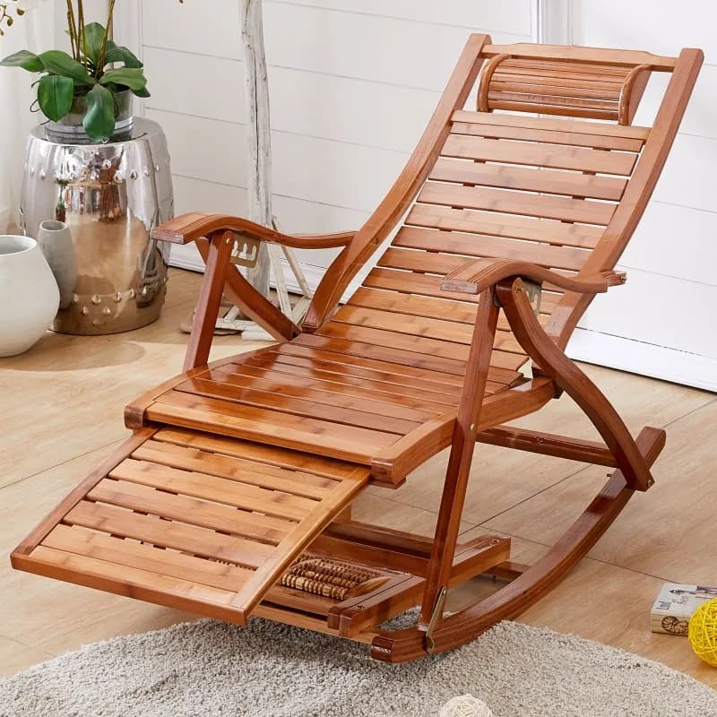 Chaise longue en bambou confortable pour adultes, Portable, inclinable, pour balcon, sieste, Chaise 