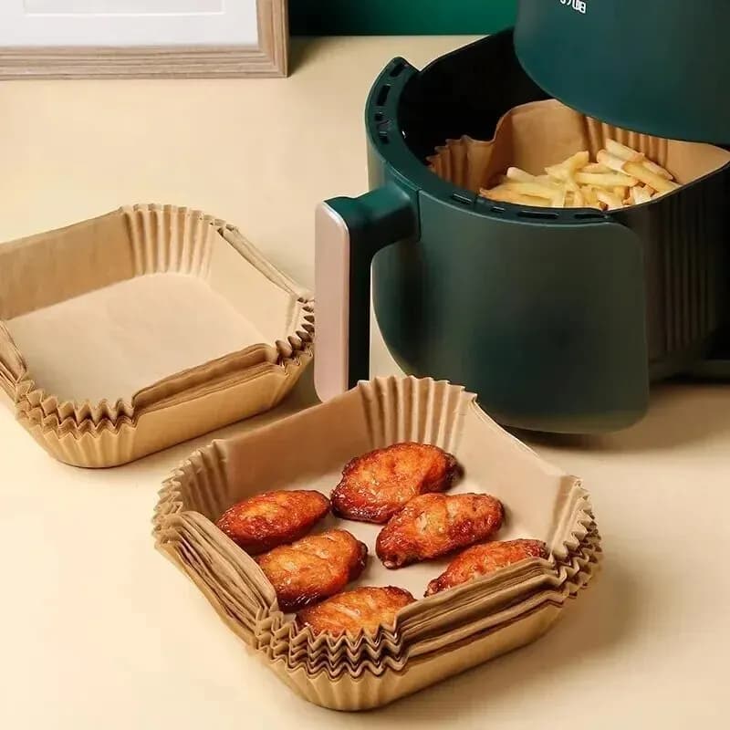 Papier antiadhésif pour friteuse à air de poulet, papiers de cuisson ronds, doublures en papier, acc
