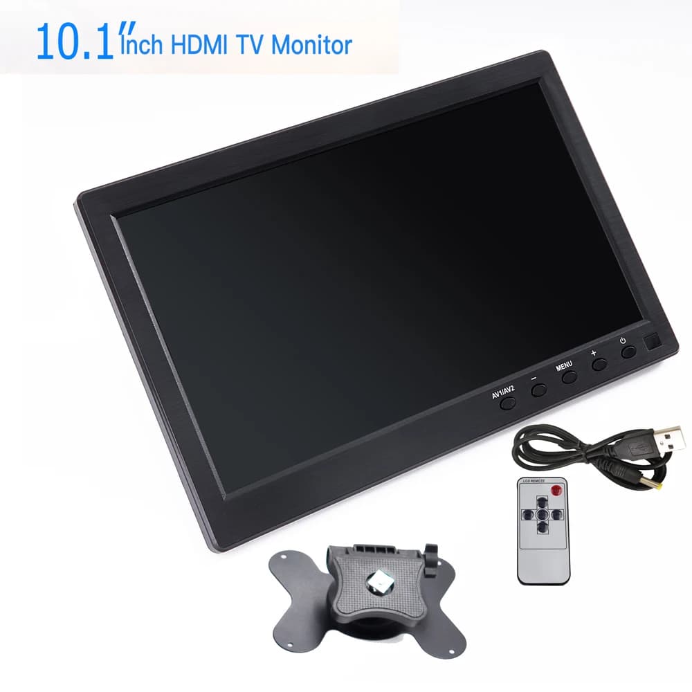 Moniteur de voiture HD de 10.1 pouces, écran numérique LCD, surveillance IPS 1024x600 avec HDMI VGA 