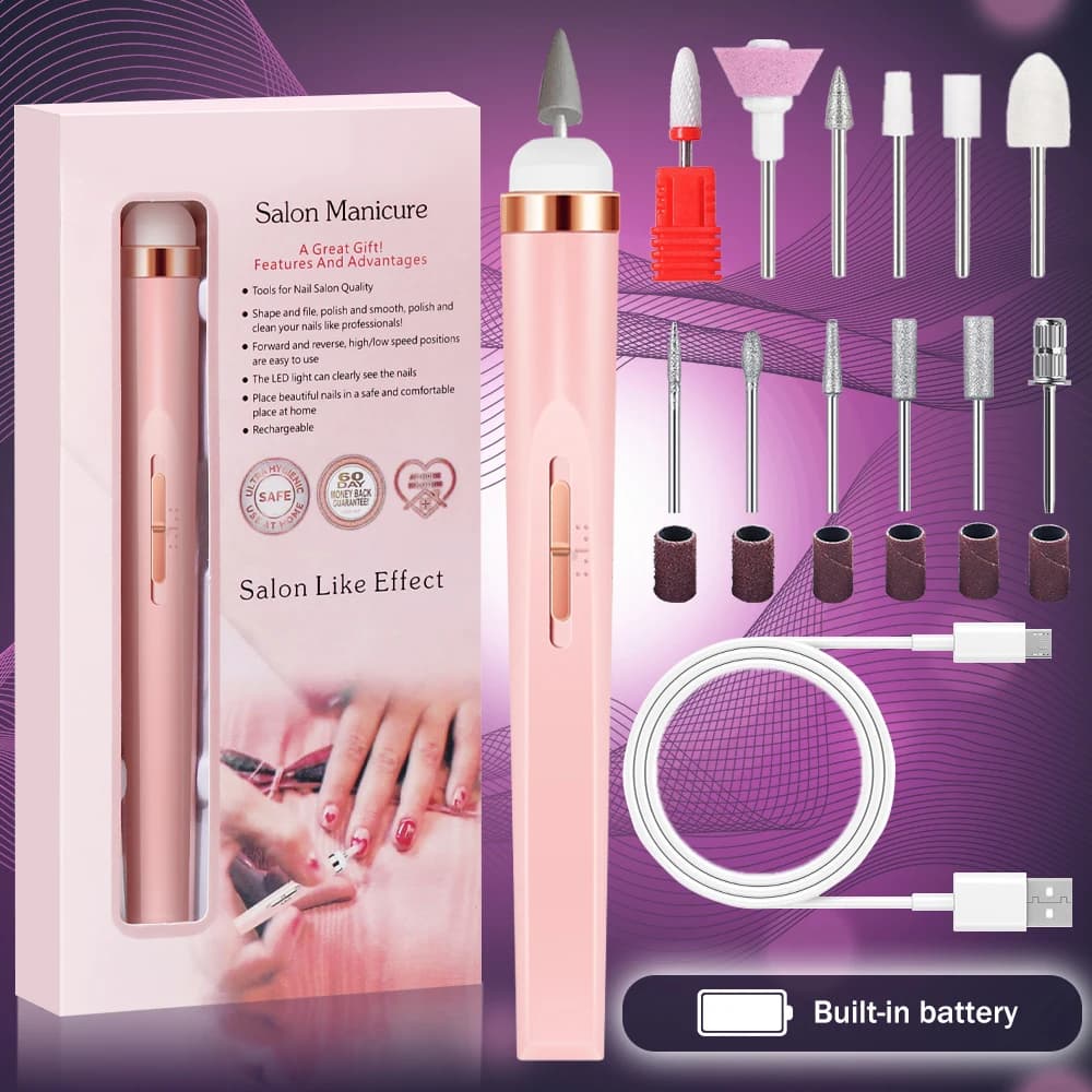 YIKOOLIN 5 en 1 perceuse à vernis à ongles électrique Charge USB ensemble de manucure Portable Exfol