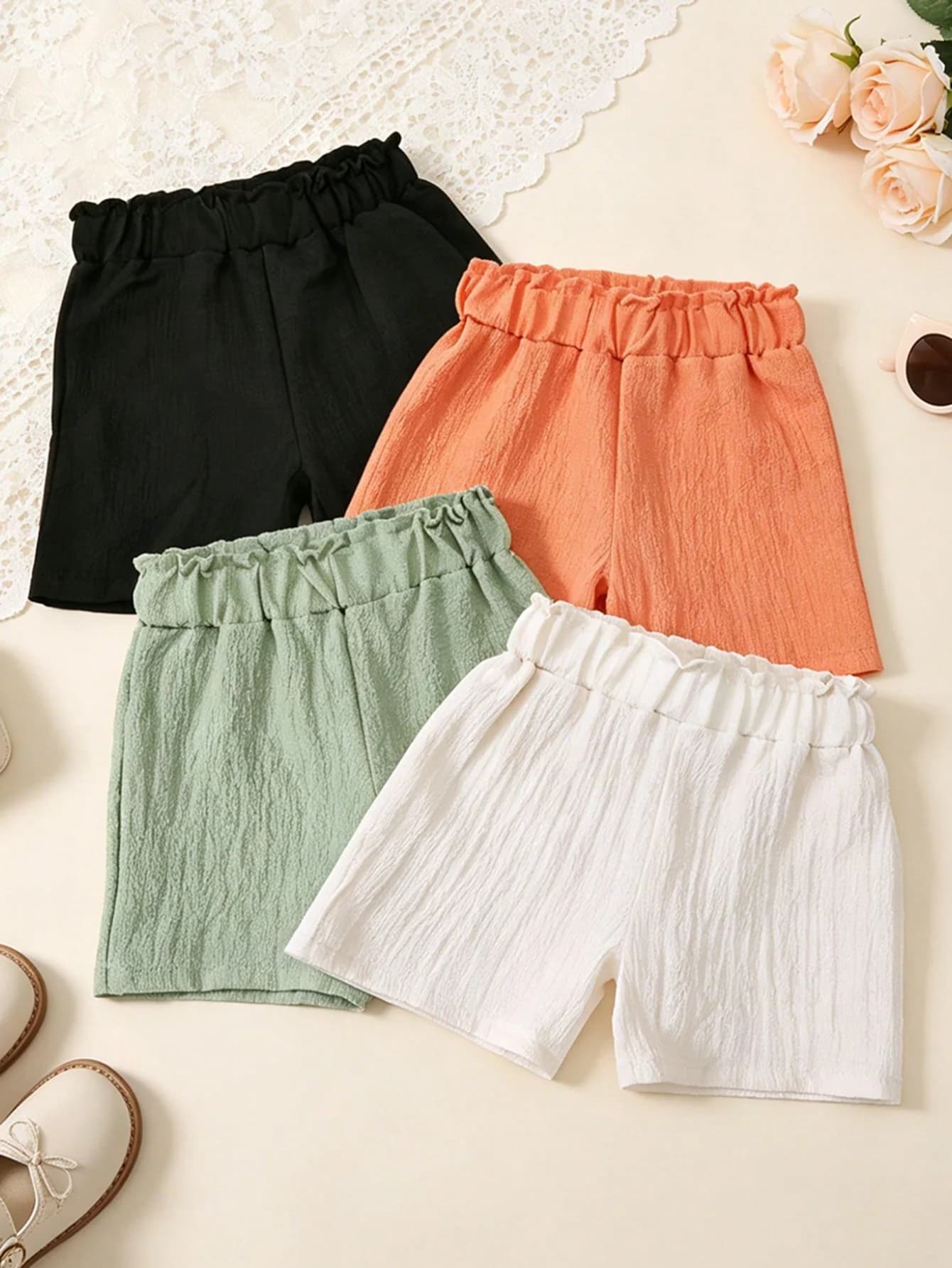 4 shorts à bulles pour filles, doux et confortables, offrant un confort frais et respirant en été po