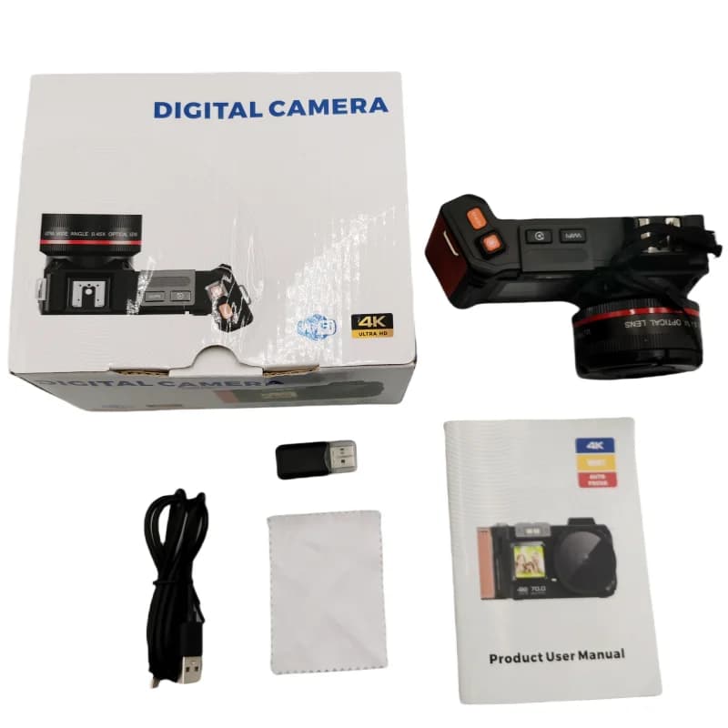 Caméra SLR numérique 100D 4K UHD 70MP, monoculaire WIFI double écran avec filtres Flash, objectif gr
