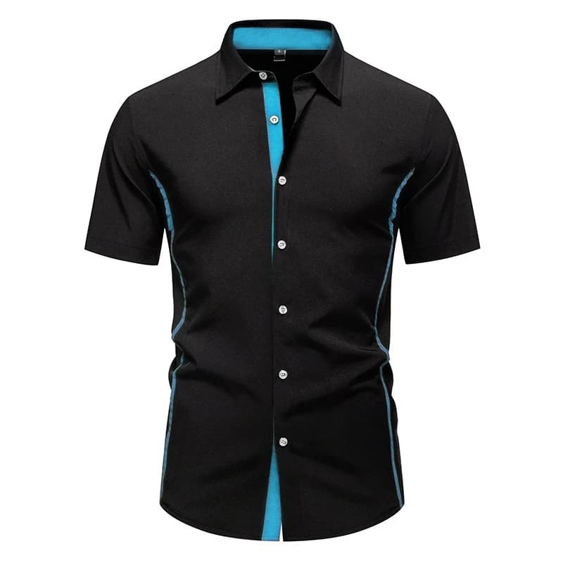 Chemises d'été élastiques formelles pour hommes, chemise boutonnée contrastante, style Y2K Old Money