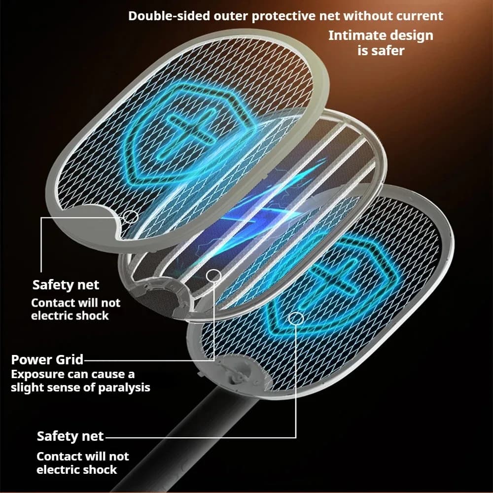 Tapette à moustiques électrique pliable, piège à mouches, insectes avec lumière UV, lampe de raquett
