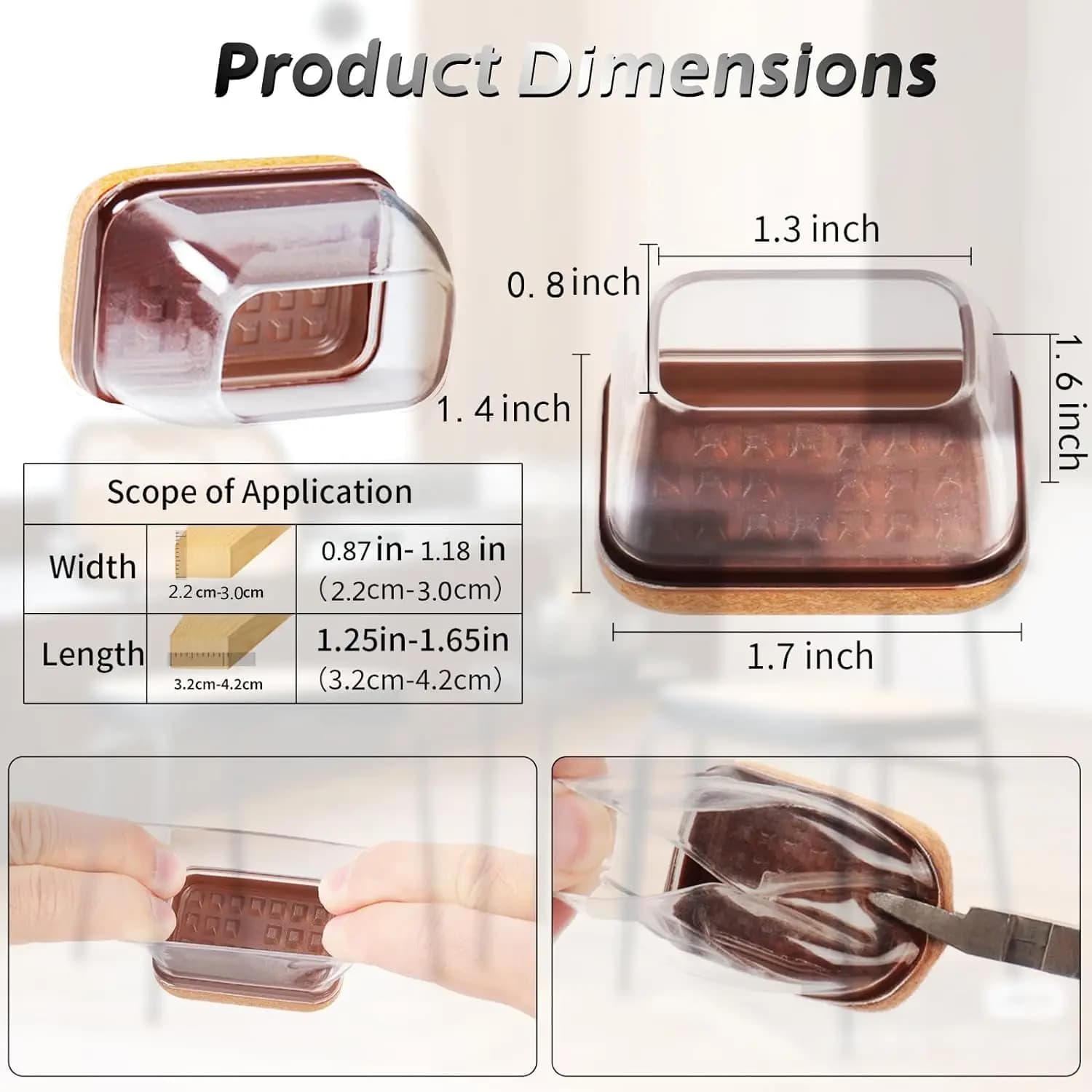 Capuchons de sol pour pieds de chaise en Silicone, 8 pièces, protecteurs rectangulaires avec couvre-
