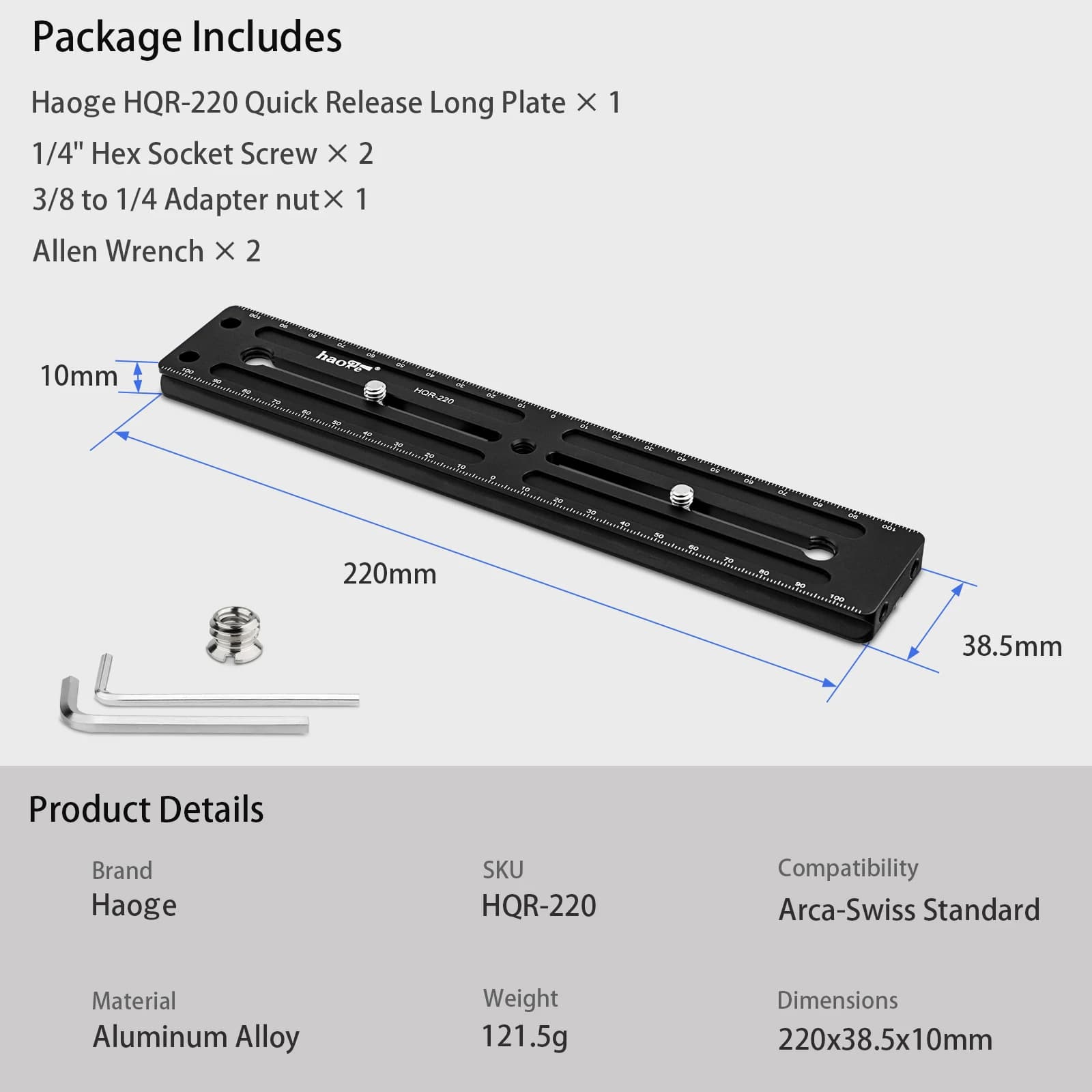 Haoge – Rail d'extension Long polyvalent à dégagement rapide, plaque coulissante pour caméra, trépie