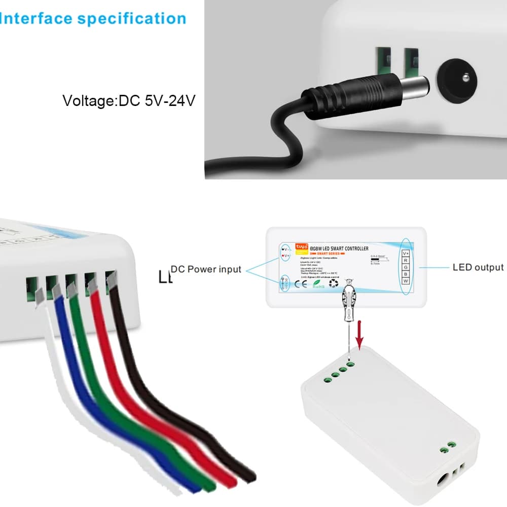 Tuya Wifi LED de contrôle gradateur intelligent DC5V-24V LED bande lumineuse CCT/RGB/RGBW pour Alexa