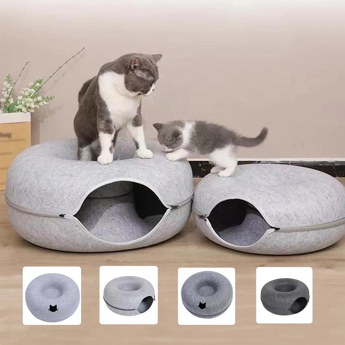 B-Tunnel beignet chat lit Tunnel interactif feutre pour animaux de compagnie jouets d'intérieur chat