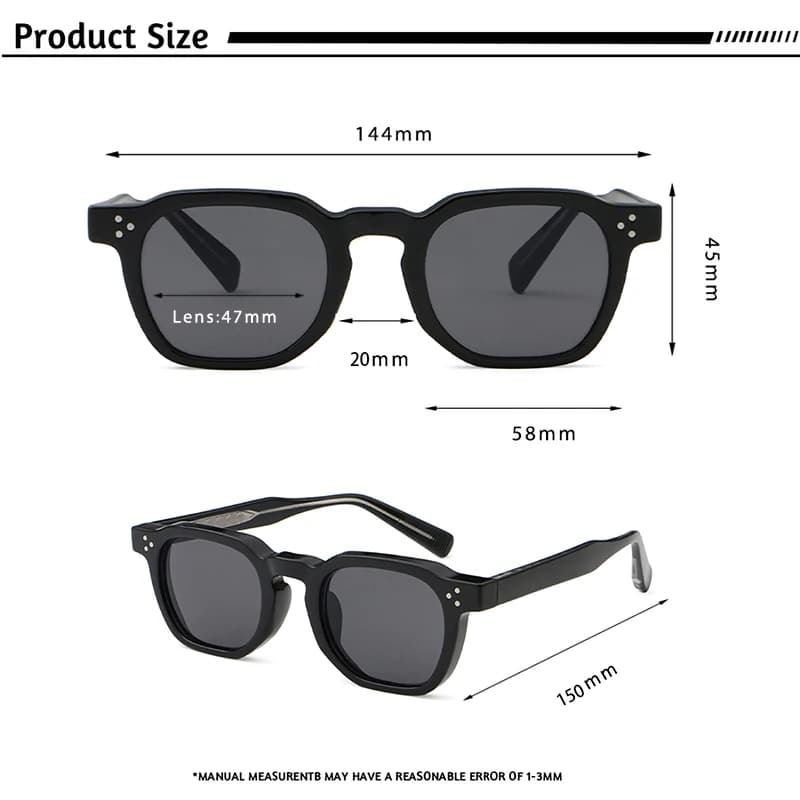 Lunettes de soleil tendance CATERSIDE pour hommes, monture carrée petite taille, design personnalisé