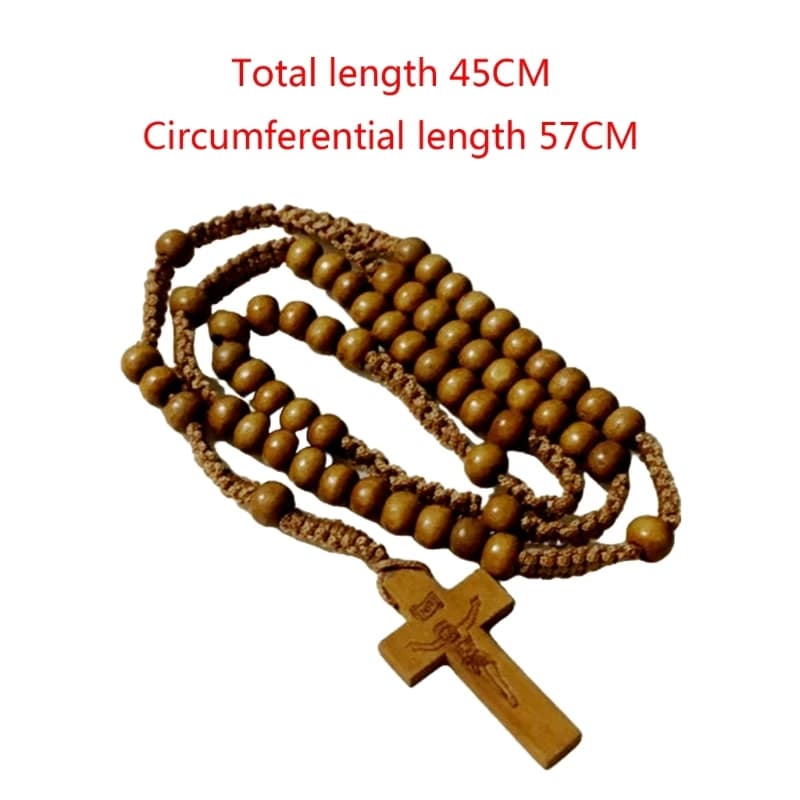 Collier chapelet en perles de bois, artisanat de charme, pour décoration de chambre à coucher, églis