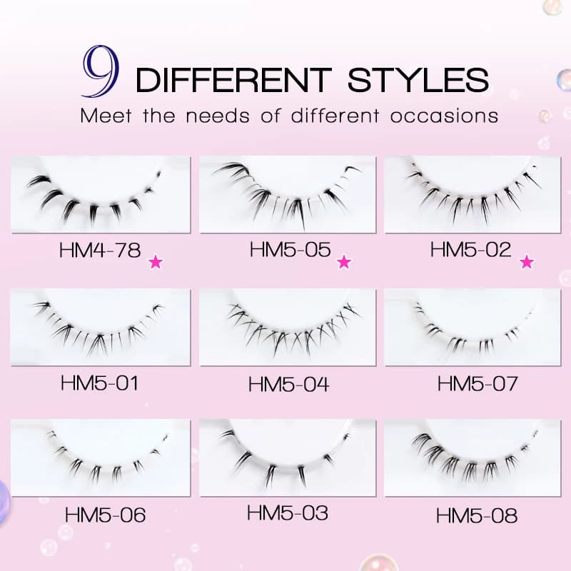 10 paires de cils inférieurs Manga, bande transparente, vaporeux, petite flamme sous les yeux, maqui