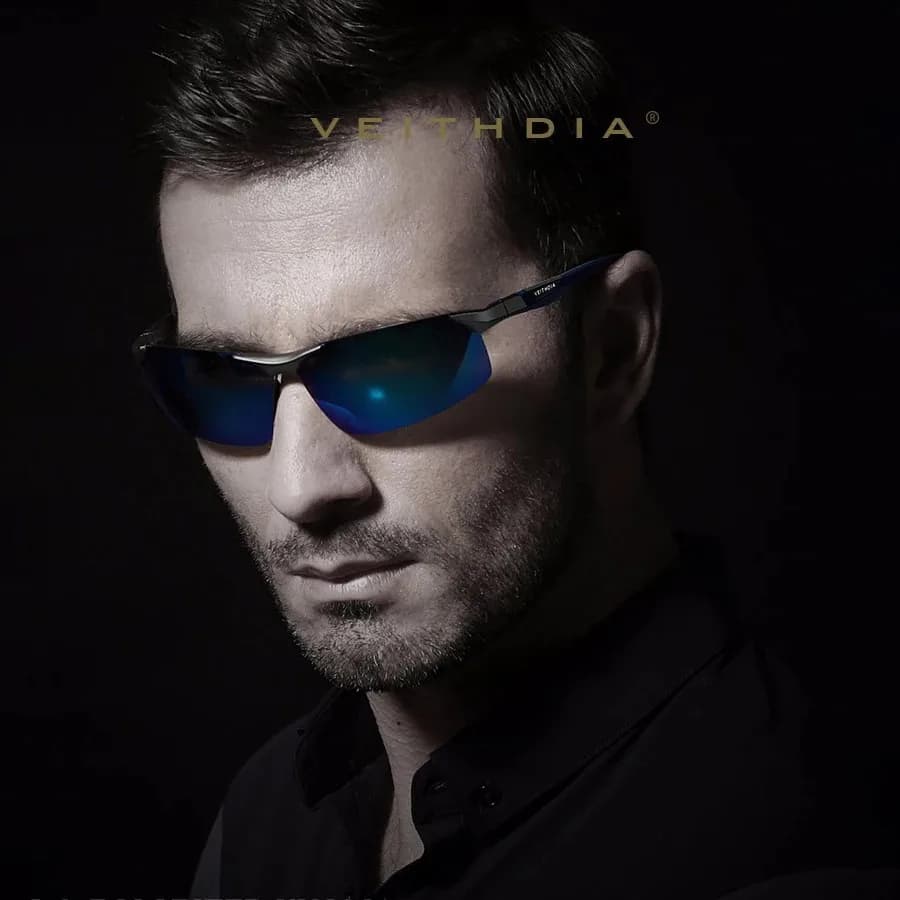 VEITHDIA-Lunettes de soleil polarisées en aluminium magnésium pour hommes, revêtement bleu miroir, l