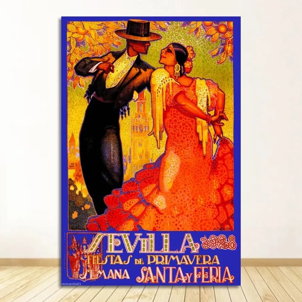 Peintures sur toile Vintage, images murales enduites, décoration de maison, espagne, séville, fleur,