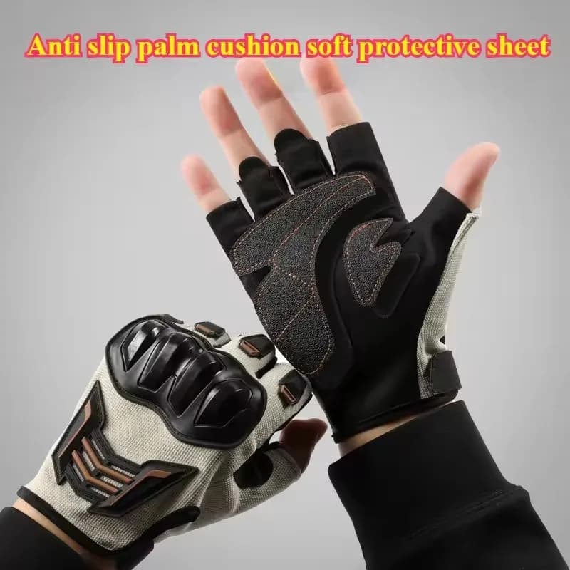Gants de moto respirants, demi-doigt, résistants à l'usure, antidérapants, pour cyclisme en plein ai