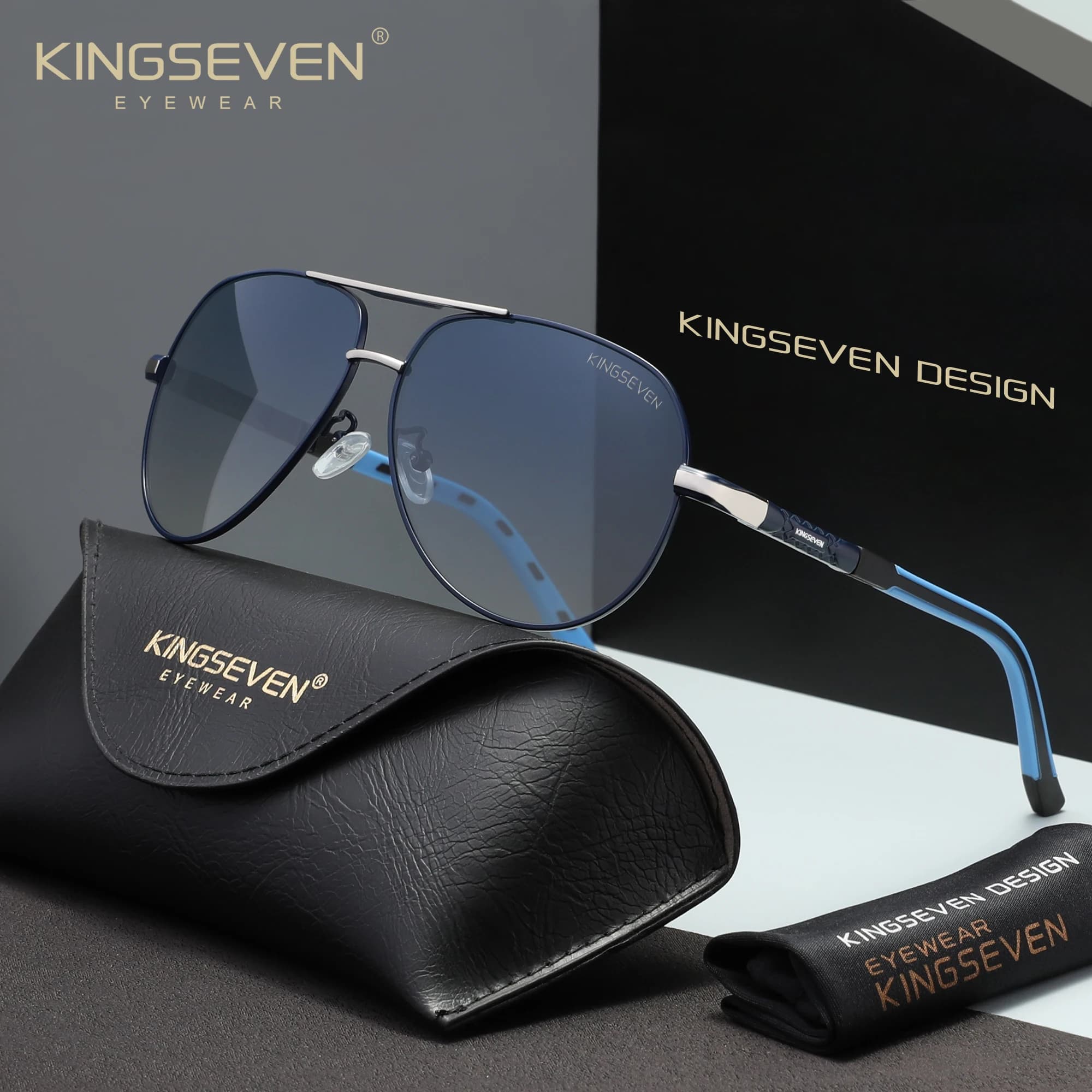 KINGSEVEN Lunettes de soleil polarisées classiques pour hommes et femmes, style aviateur, accessoire