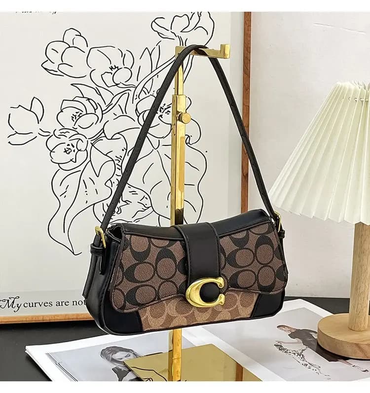 Nouveau Sac à Bandoulière Rétro Monogramme 2026 pour Femme en Cuir PU Colorblock Tendance - Sac Croi