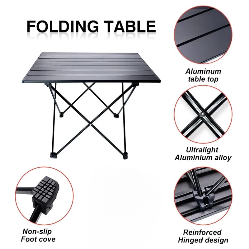 Table de camping pliante en aluminium portable, table d'extérieur, table pliante, bonbons légers, bu