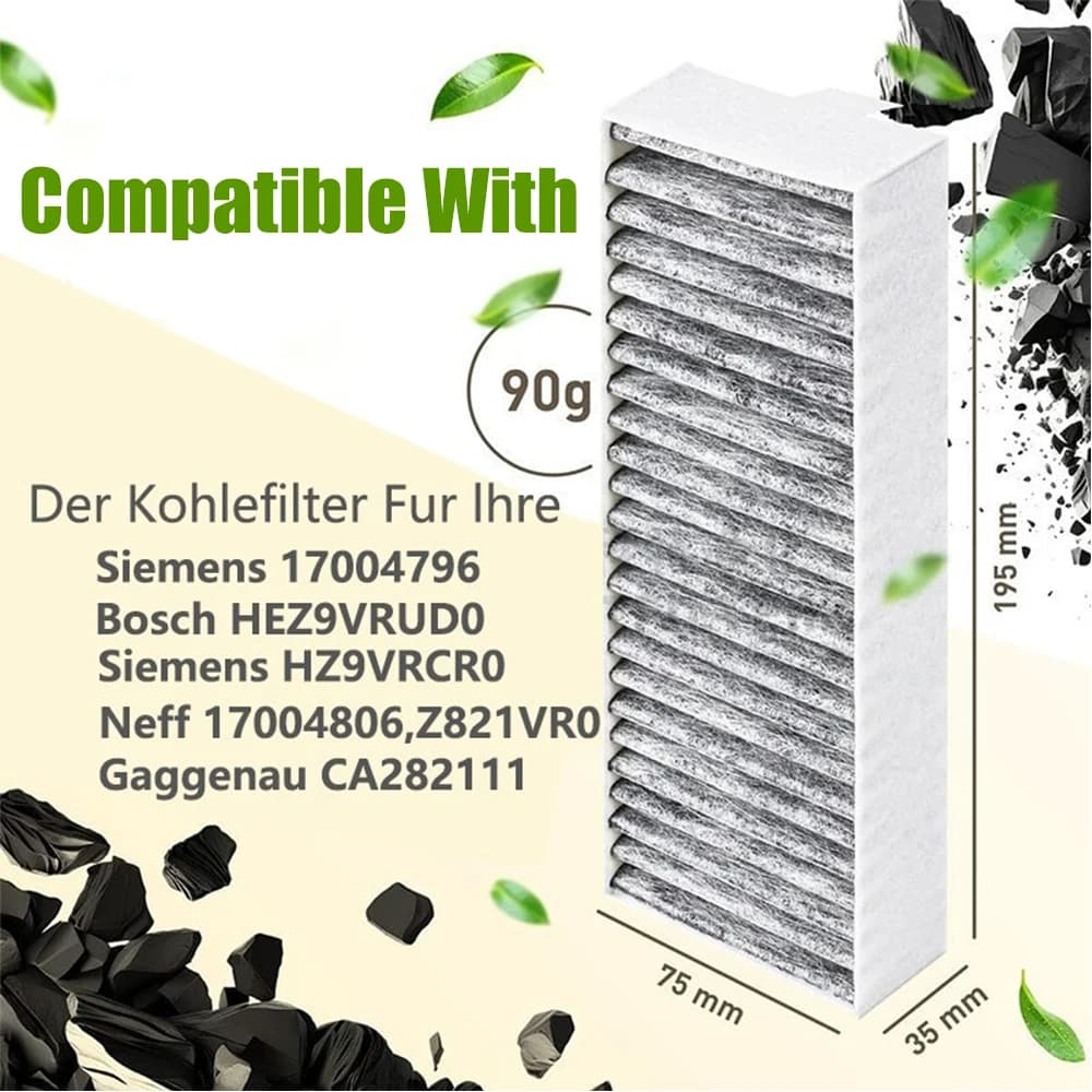 Filtre à Charbon Actif pour Capot de Cuisinière, Accessoire pour Bosch Siemens 17004796, HEZ9VRUD0, 