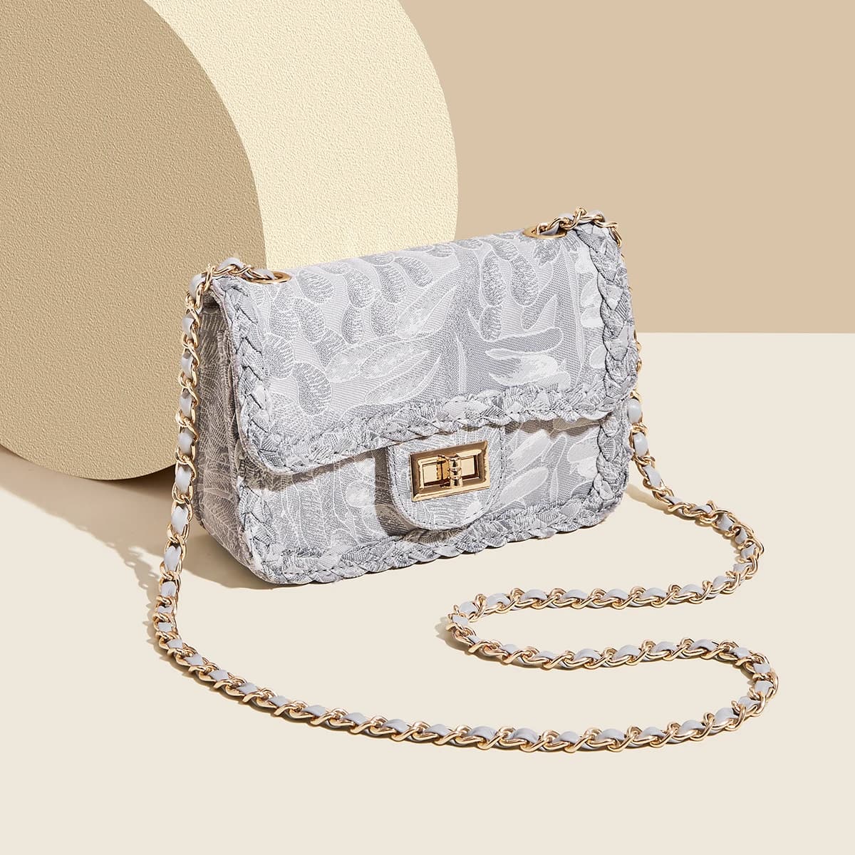 FOXER Sac bandoulière de luxe avec broderie florale pour femme – Sac à bandoulière élégant avec chaî