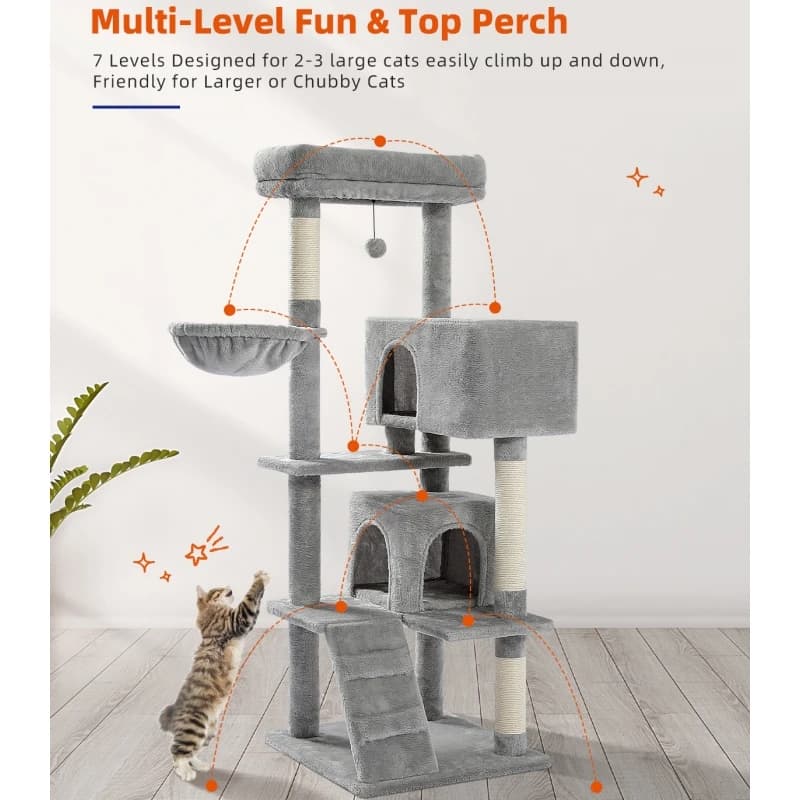 Arbre à Chat pour Grands Chats Adultes avec Super Grand Perchoir Supérieur, Tour pour Grands Chats a