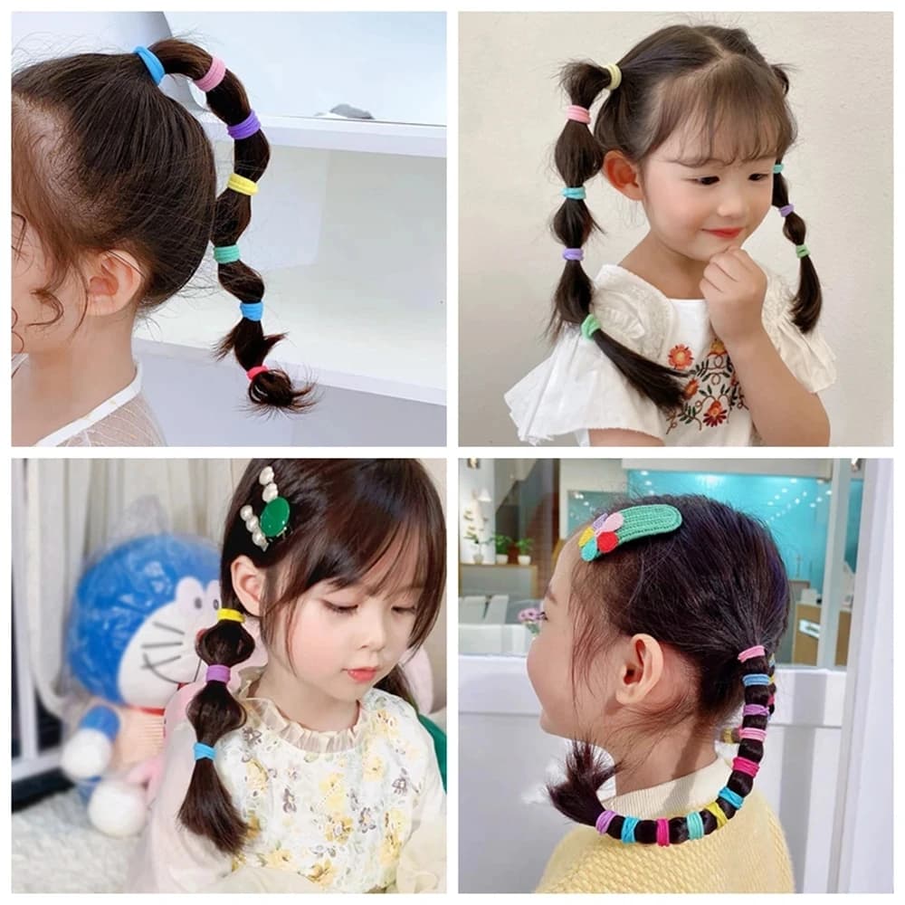 100 pièces coloré de base en Nylon élastique bandeau pour fille queue de cheval tenir Scrunchie élas