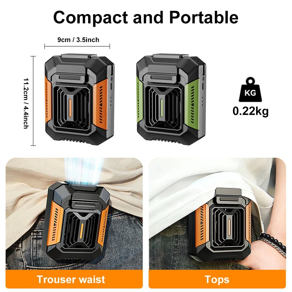 Mini ventilateur portable à clip de taille, aste par USB, pour camping en plein air, avec batterie e