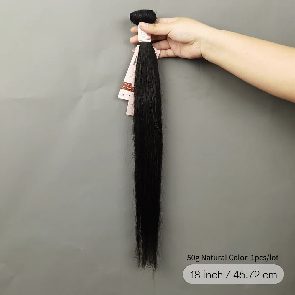 Tissage en lot brésilien naturel Remy lisse, Extensions de cheveux de 10 à 30 pouces, couleur noire 