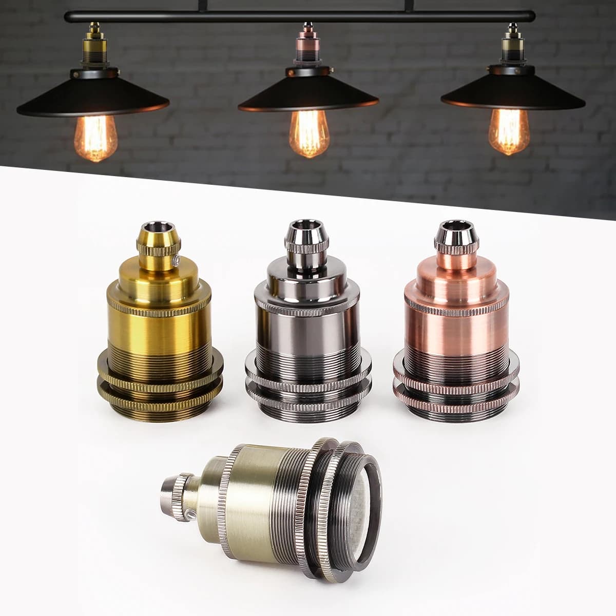 Vintage Socket Inda Base Lamp, Heat Degré, DIY Pendant Light, Laiton, Céramique, Antique Lighting, P