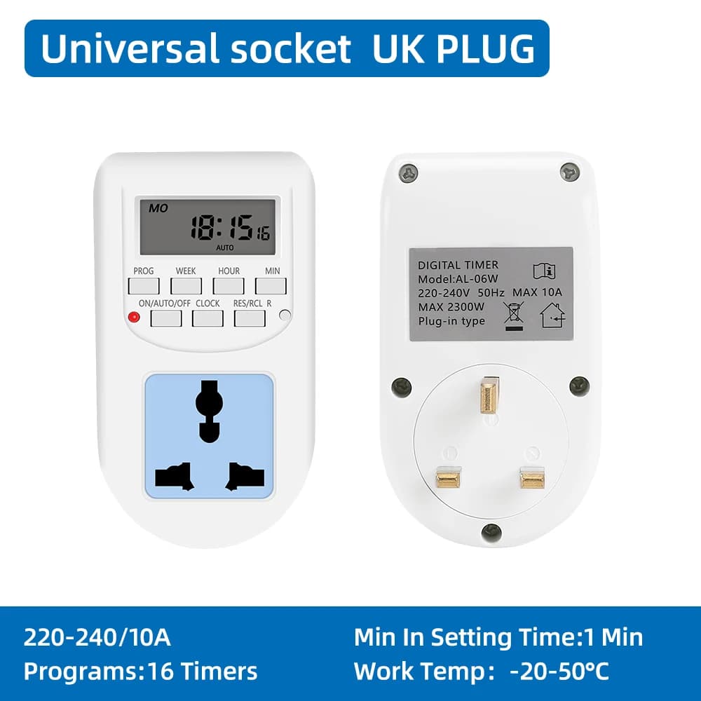 Minuterie numérique électronique 12/24 heures, prise de synchronisation Programmable hebdomadaire, p