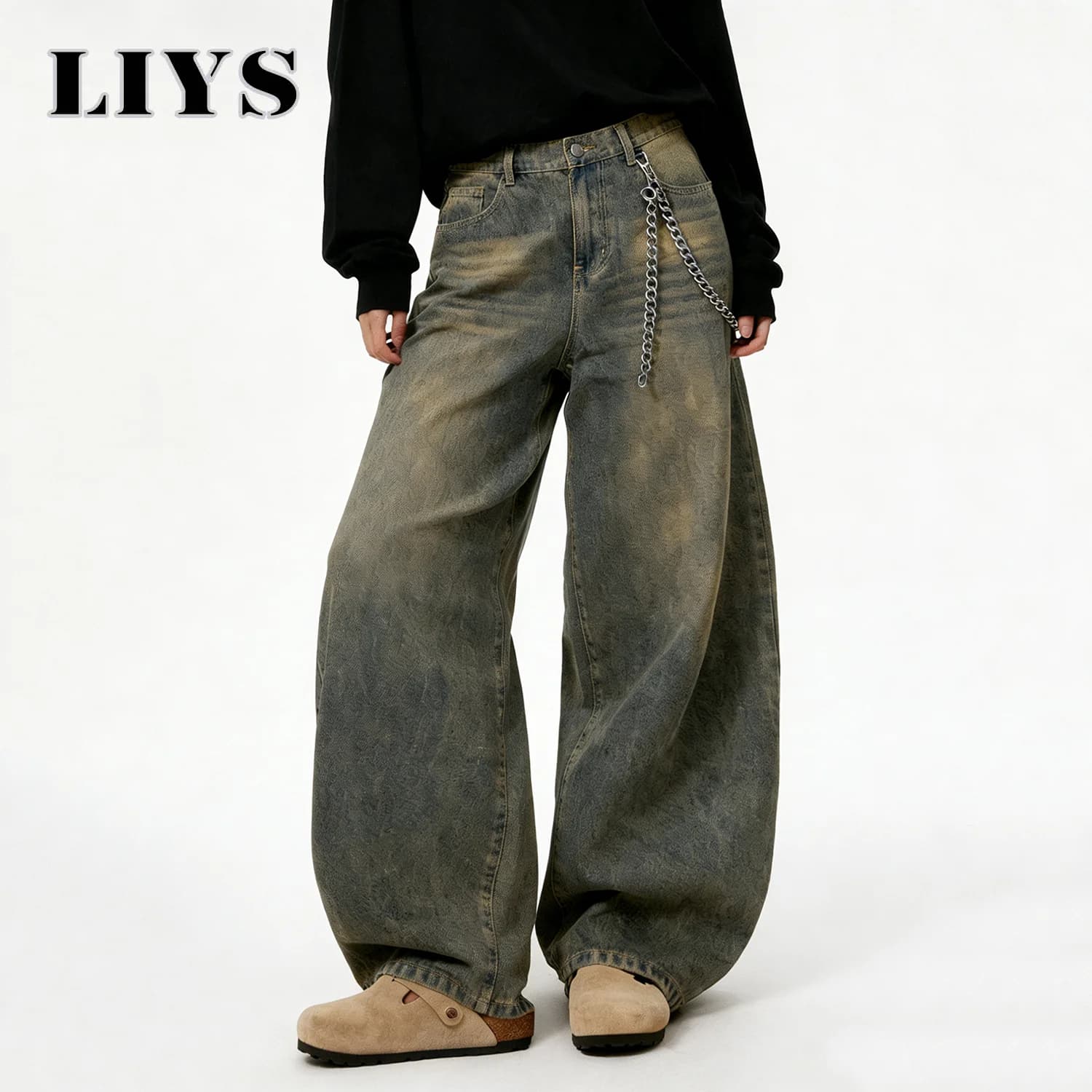 Jean Baggy rétro américain à jambes larges pour hommes, Streetwear coréen en détresse y2k, vêtements
