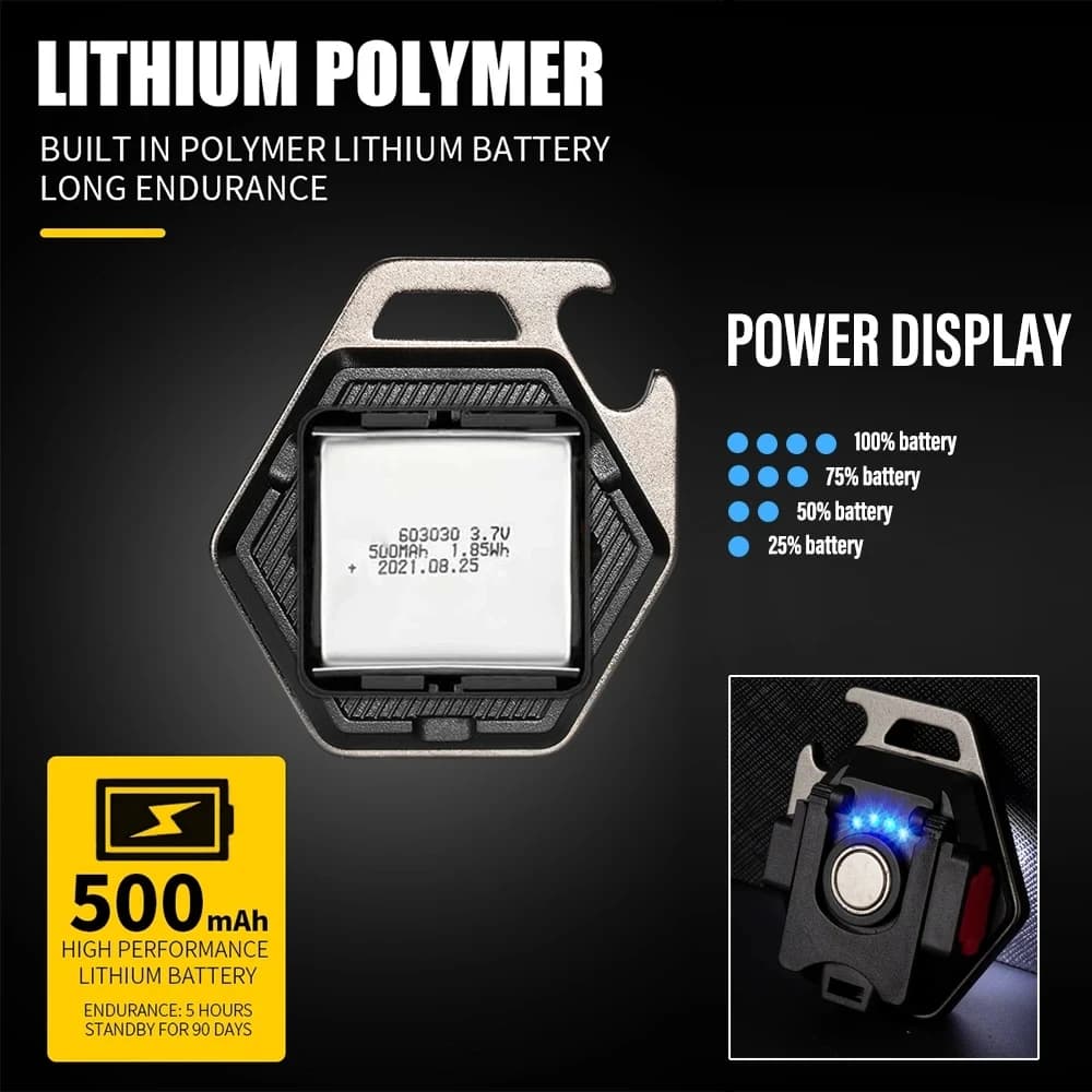 Mini lampe de poche LED pour Camping, lanterne avec chargeur USB, porte-clés COB, projecteur de trav