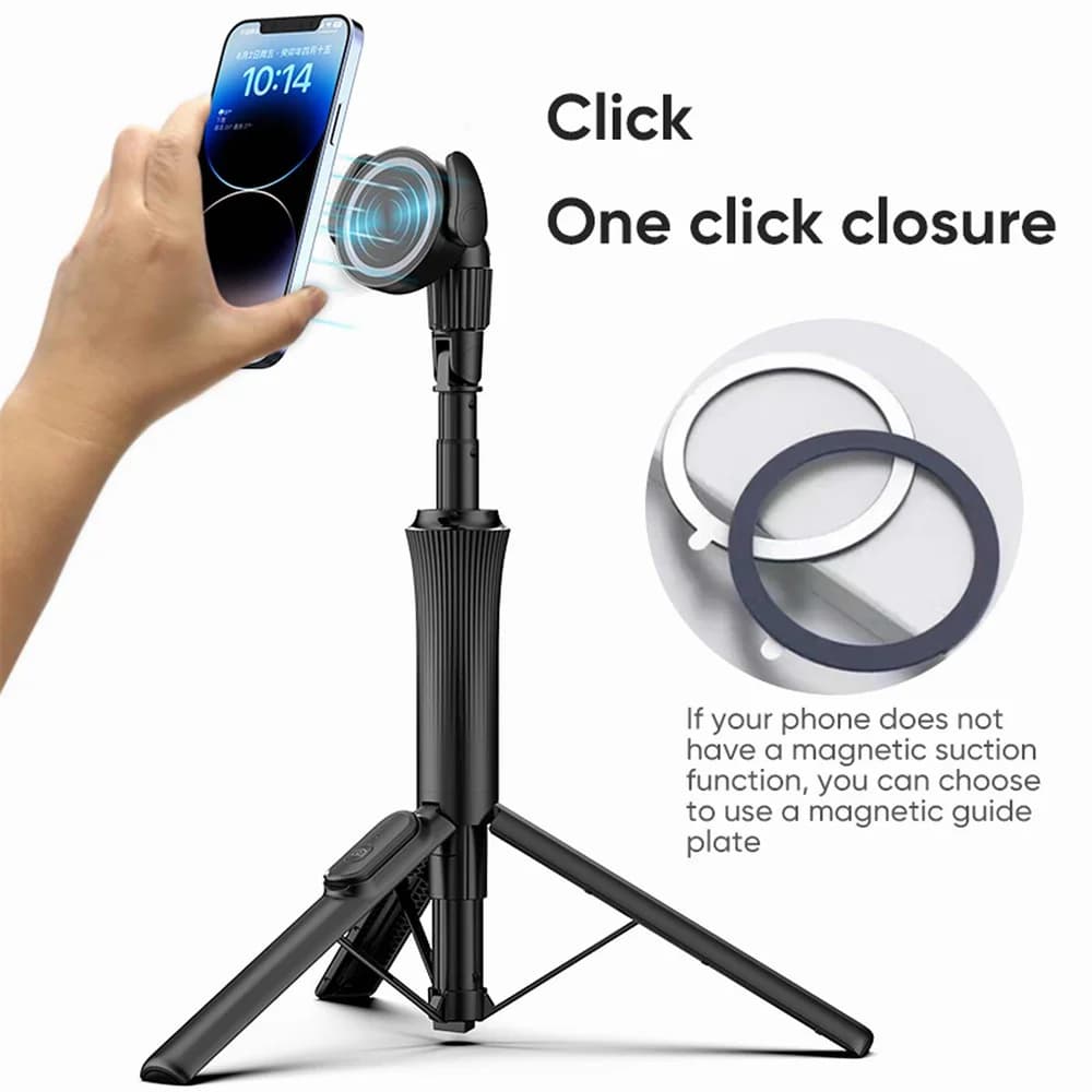 Trépied perche à Selfie magnétique 2025 avec télécommande, support de téléphone extensible pour MagS