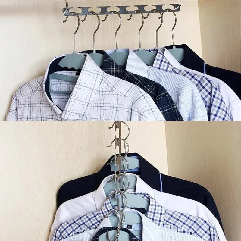 Cintres métalliques multifonctionnels permettant de gagner de l'espace, avec crochet magique, 6 trou