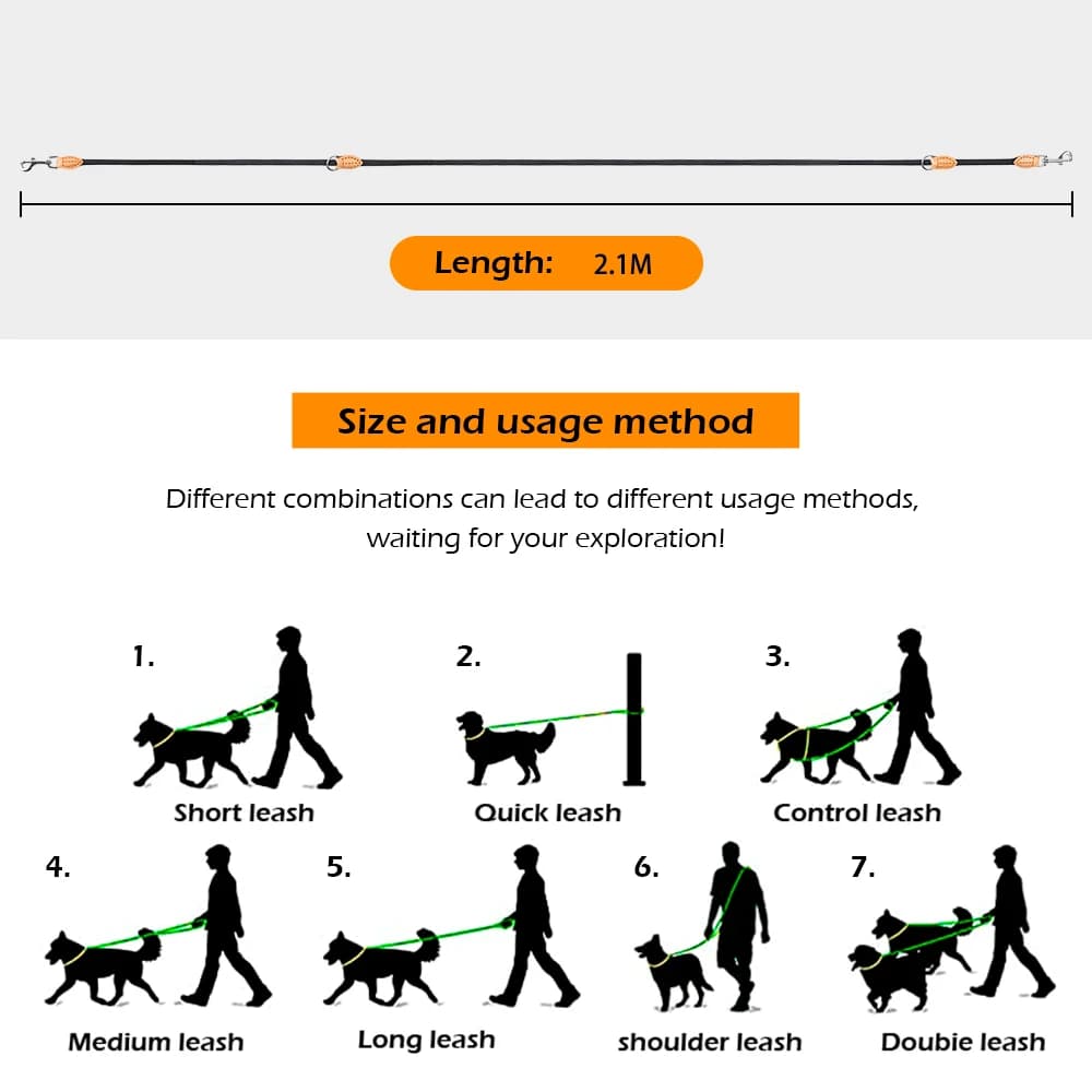 Laisse pour chien multifonctionnelle de nouvelle génération, génération de 2.1M réglable et en Nylon
