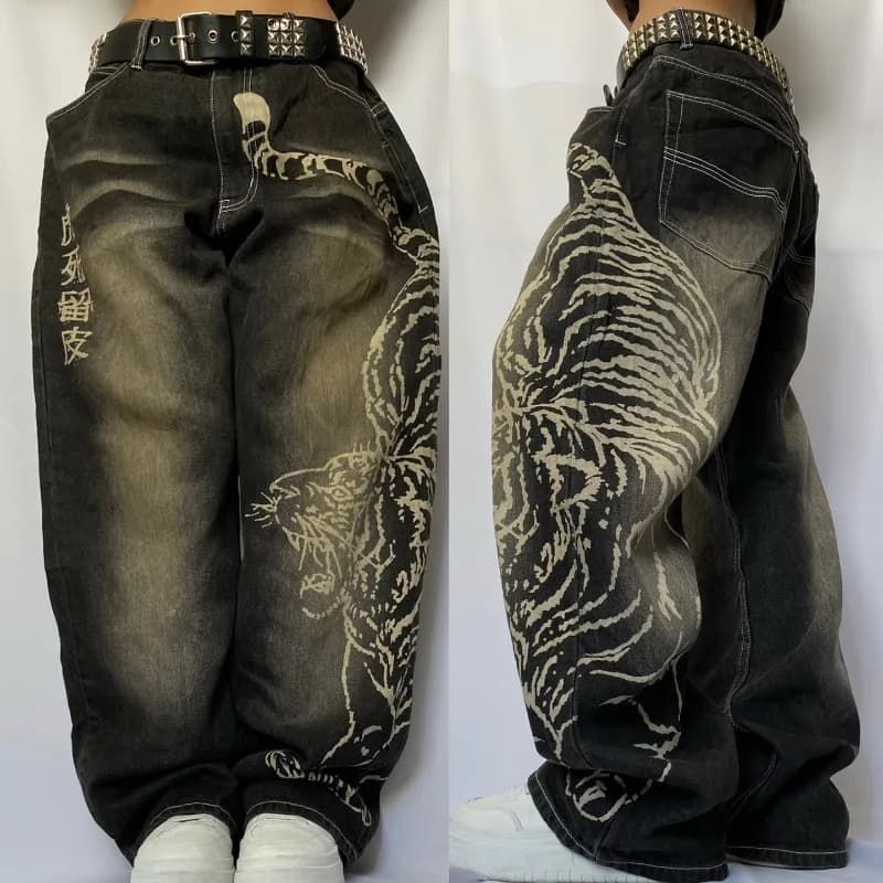 Jean Baggy pour hommes, nouveau modèle surdimensionné imprimé, Y2K Street Vintage Rock décontracté, 