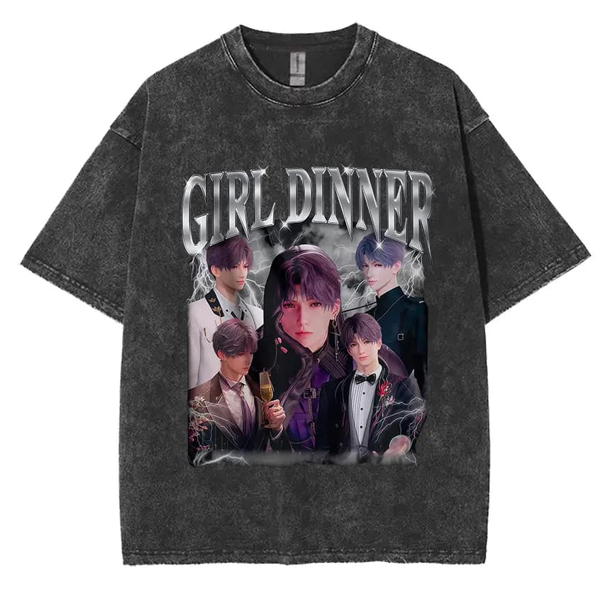 Sylus Love and Deepspace Vintage Washed T Shirts Girl Dinner Summer Harajuku Graphic T-Shirt Men's W