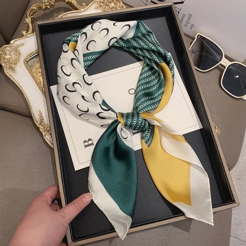 Foulard Carré à Rayures de Luxe pour Femme, Châle Rond, 70cm, pour la raq, Sauna, Hijab, Bandana, Ca