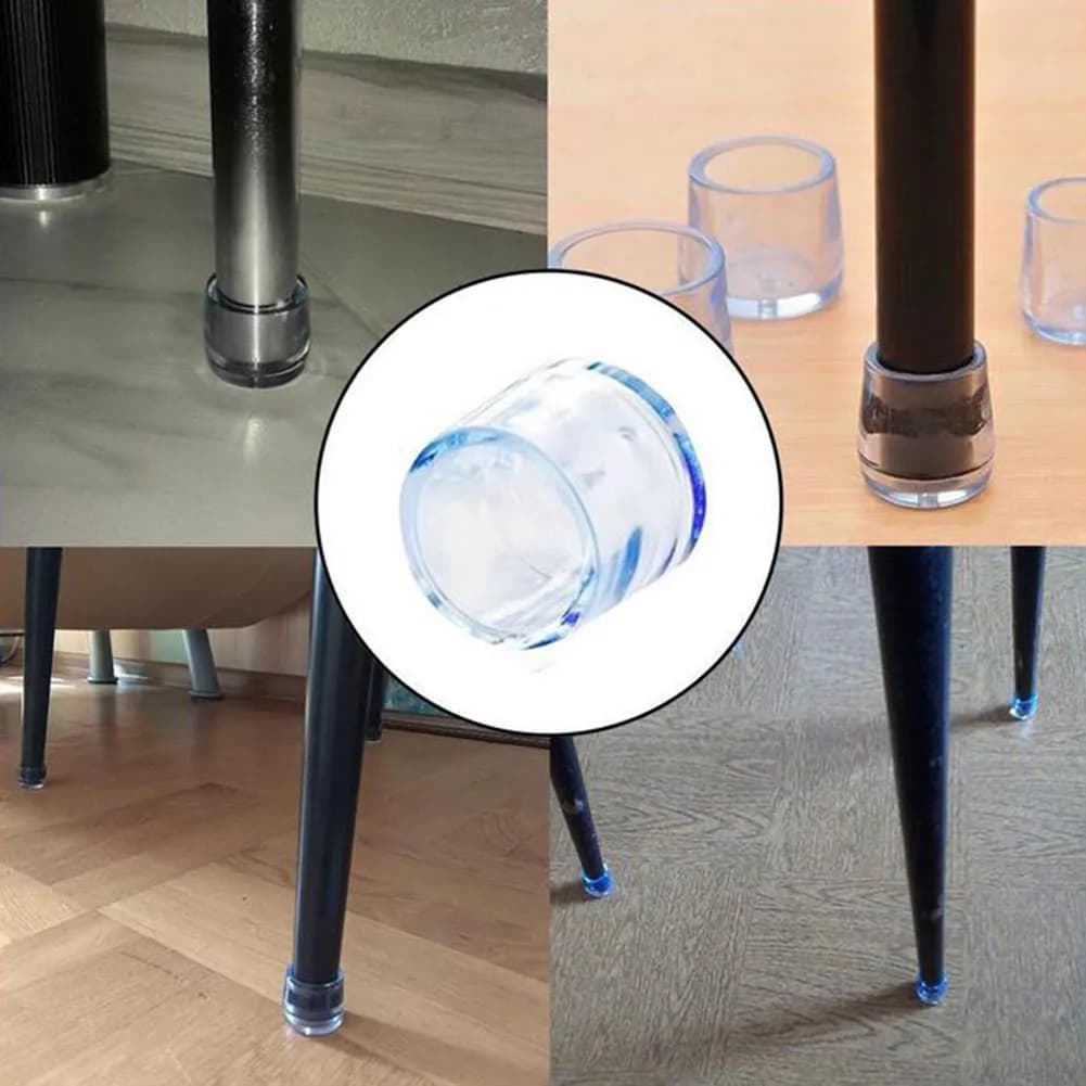 Protecteur de pied de pied de meuble, 16 pièces, PVC blanc Transparent 16mm/19mm/25mm, capuchon rési