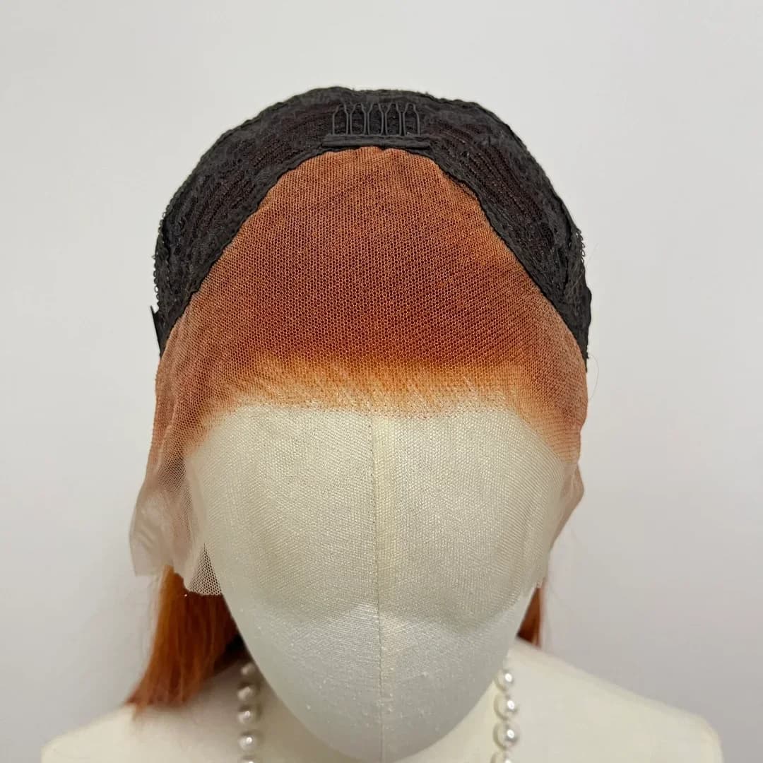 Perruque Lace Front Wig synthétique Orange gingembre, 26 pouces, longue et lisse, 13x4, aspect natur