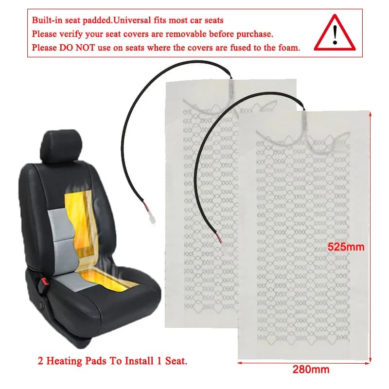 Kit chauffant universel pour siège de voiture, coussinets chauffants en Fiber de carbone 12V avec in