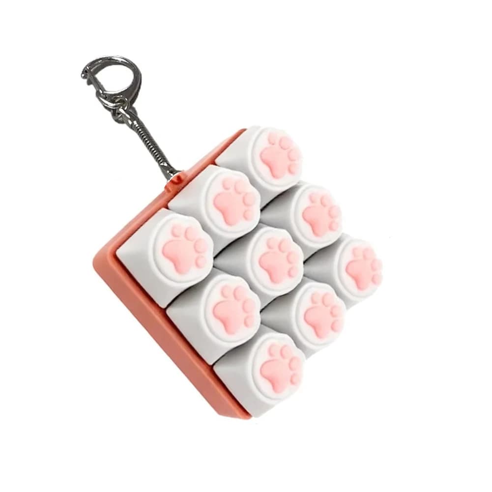 Porte-clés Patte de Chat Mignonne, Clavier à 9 Touches, Décompression, Bouton Clicker Anti-Stress po